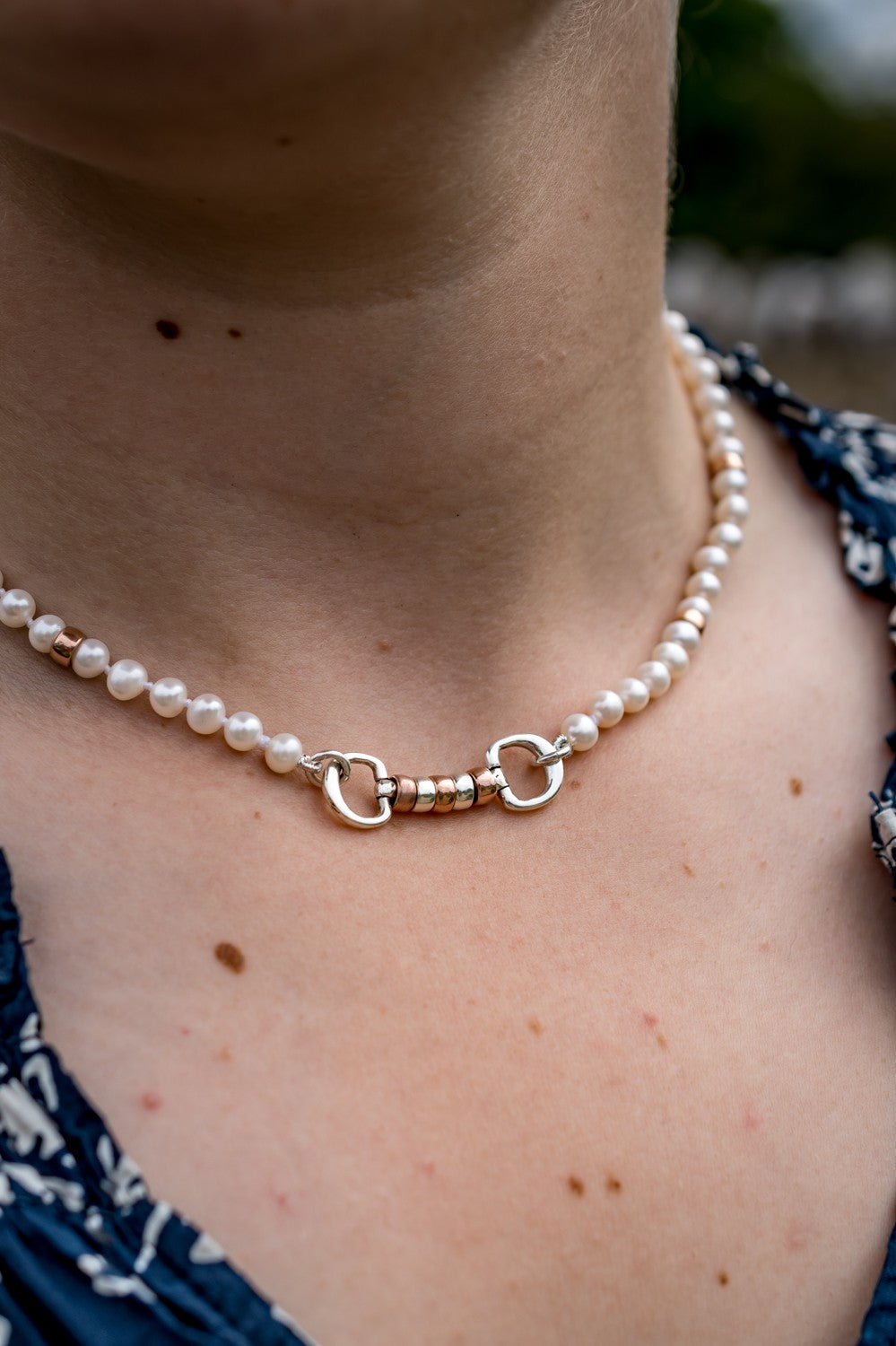 Exclusive Freshwater Pearl & 18ct Rose Gold Plated Cherry Roller Necklace