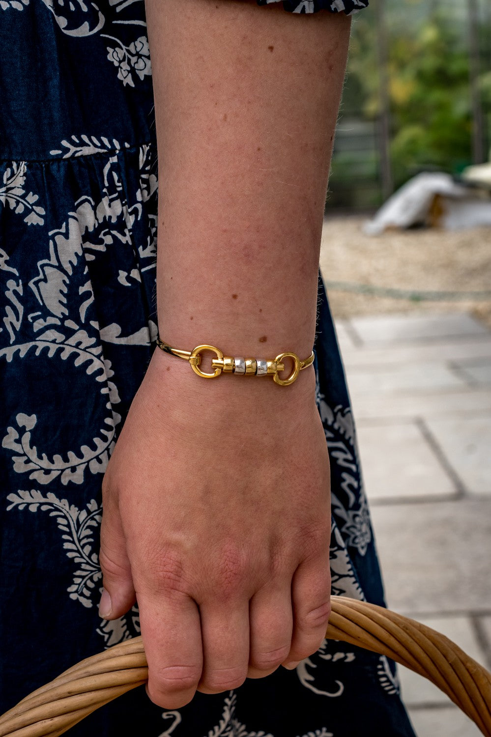 Gold Plated & Sterling Silver Cherry Roller Bangle