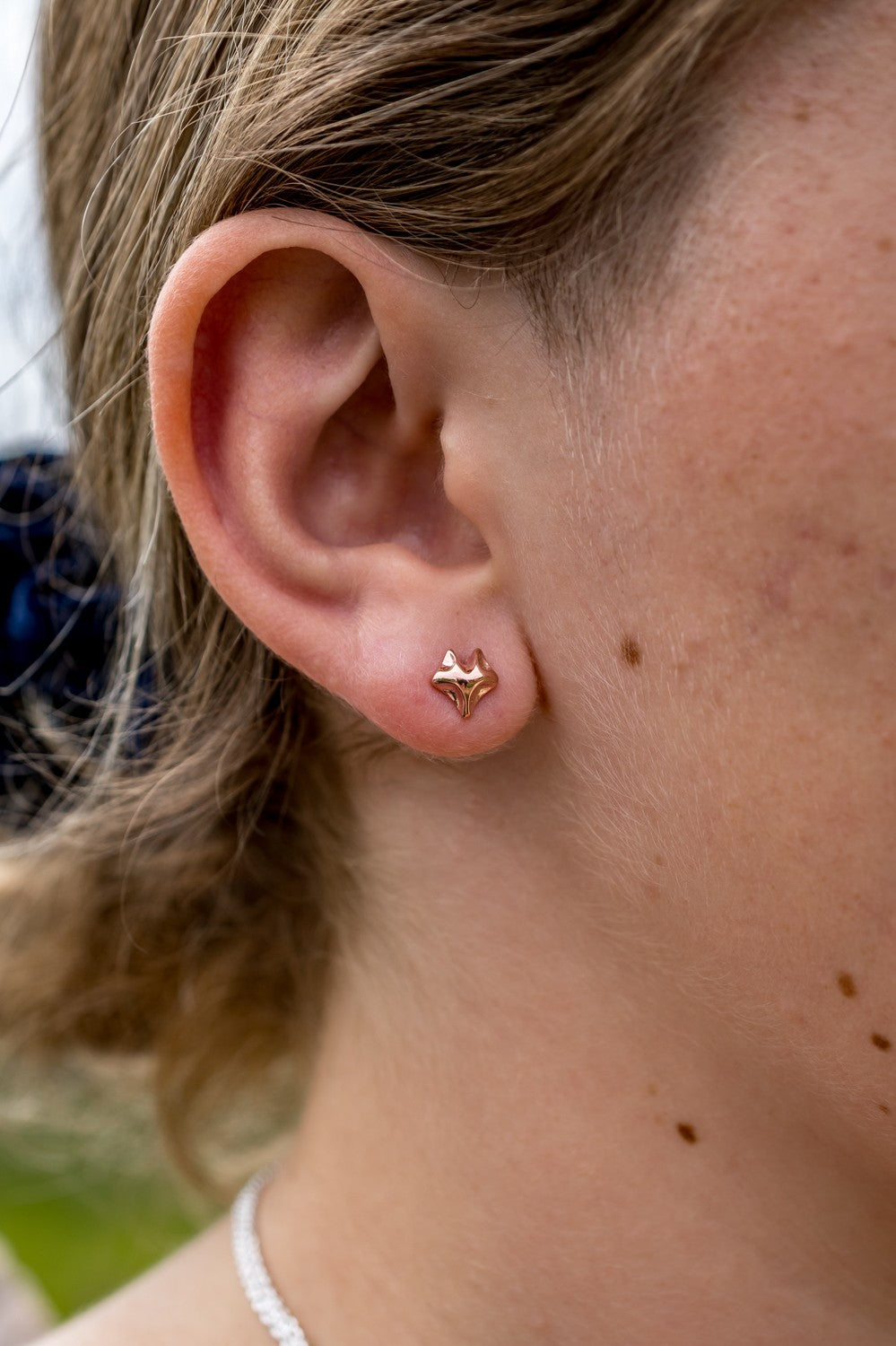 Sterling Silver & 18ct Rose Gold Plated Fox Stud Earrings