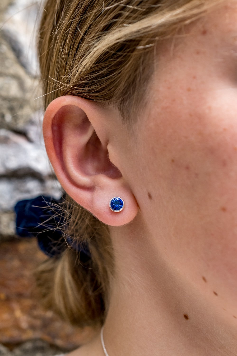September Birthstone - Sapphire Blue CZ Stud Earrings