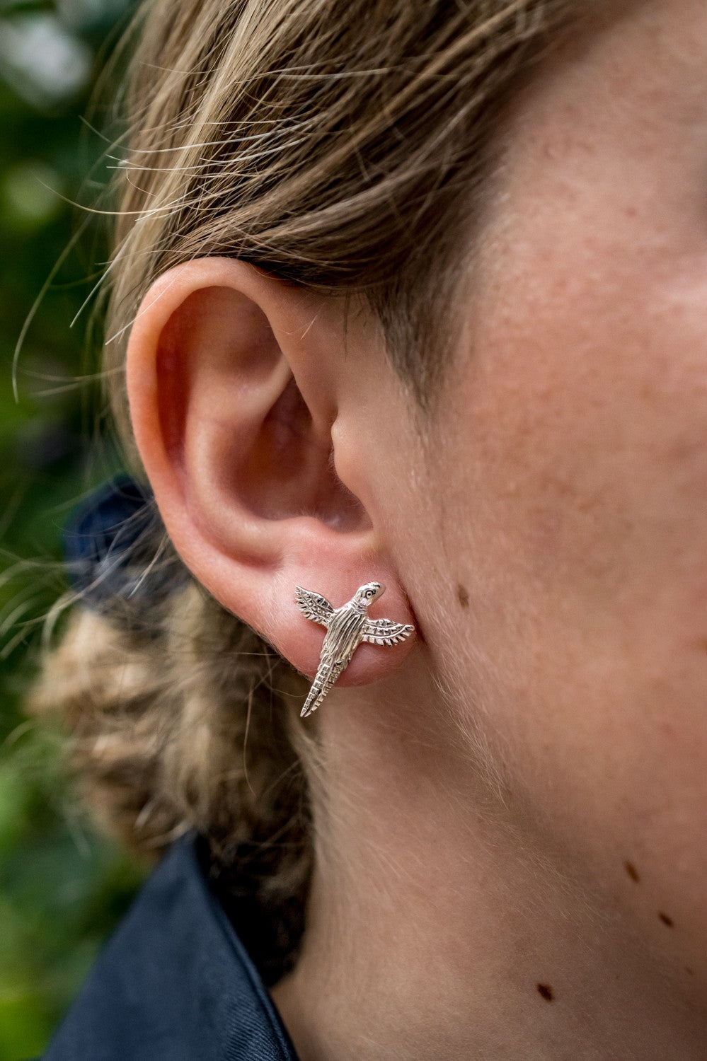 Exclusive Sterling Silver Pheasant Studs