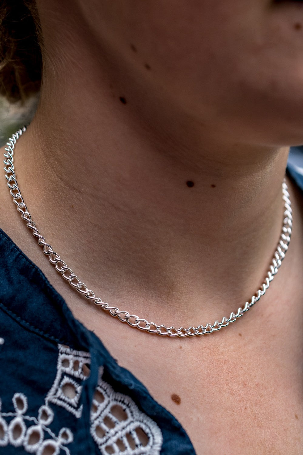 Sterling Silver Open Curb Chain Necklace