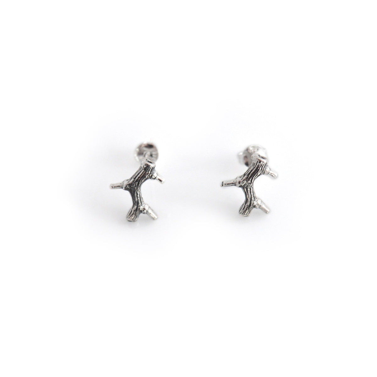 Exclusive Sterling Silver Twig Stud Earrings