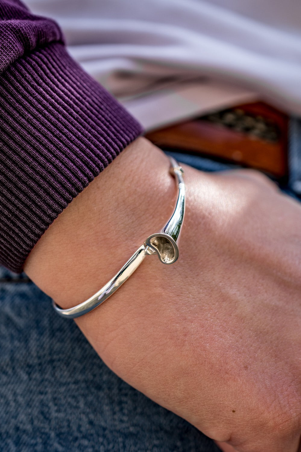 Sterling Silver Hunting Horn Bangle