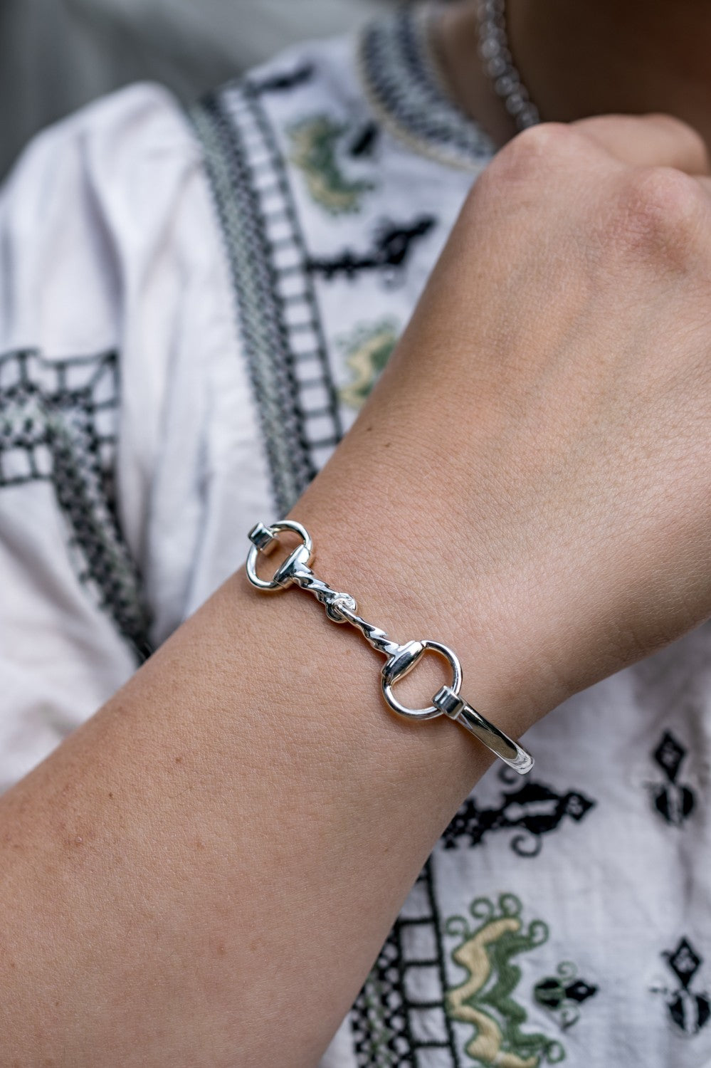Exclusive Sterling Silver Twisted Snaffle Bangle