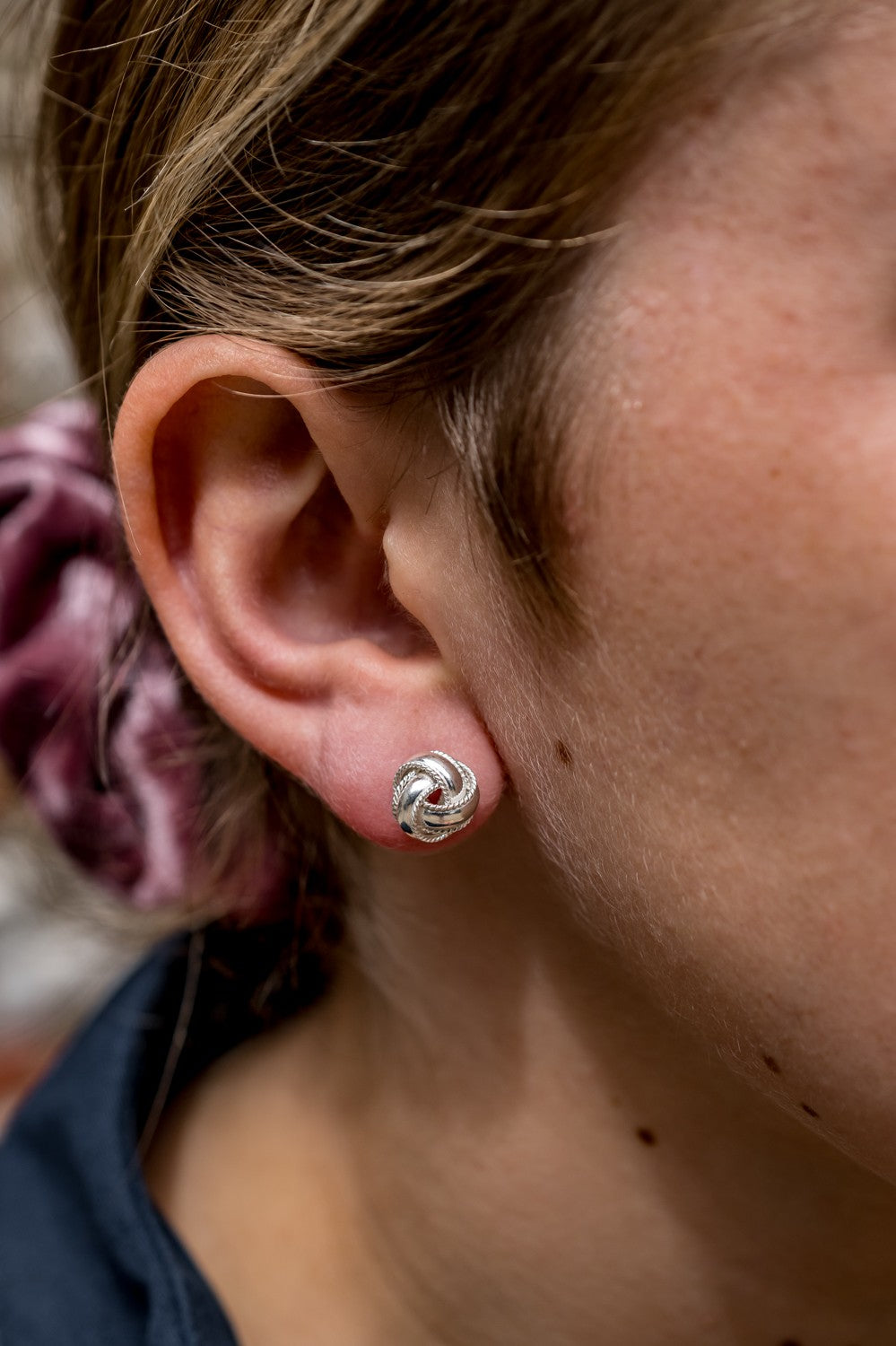 Sterling Silver Rope Detail Knot Stud Earrings