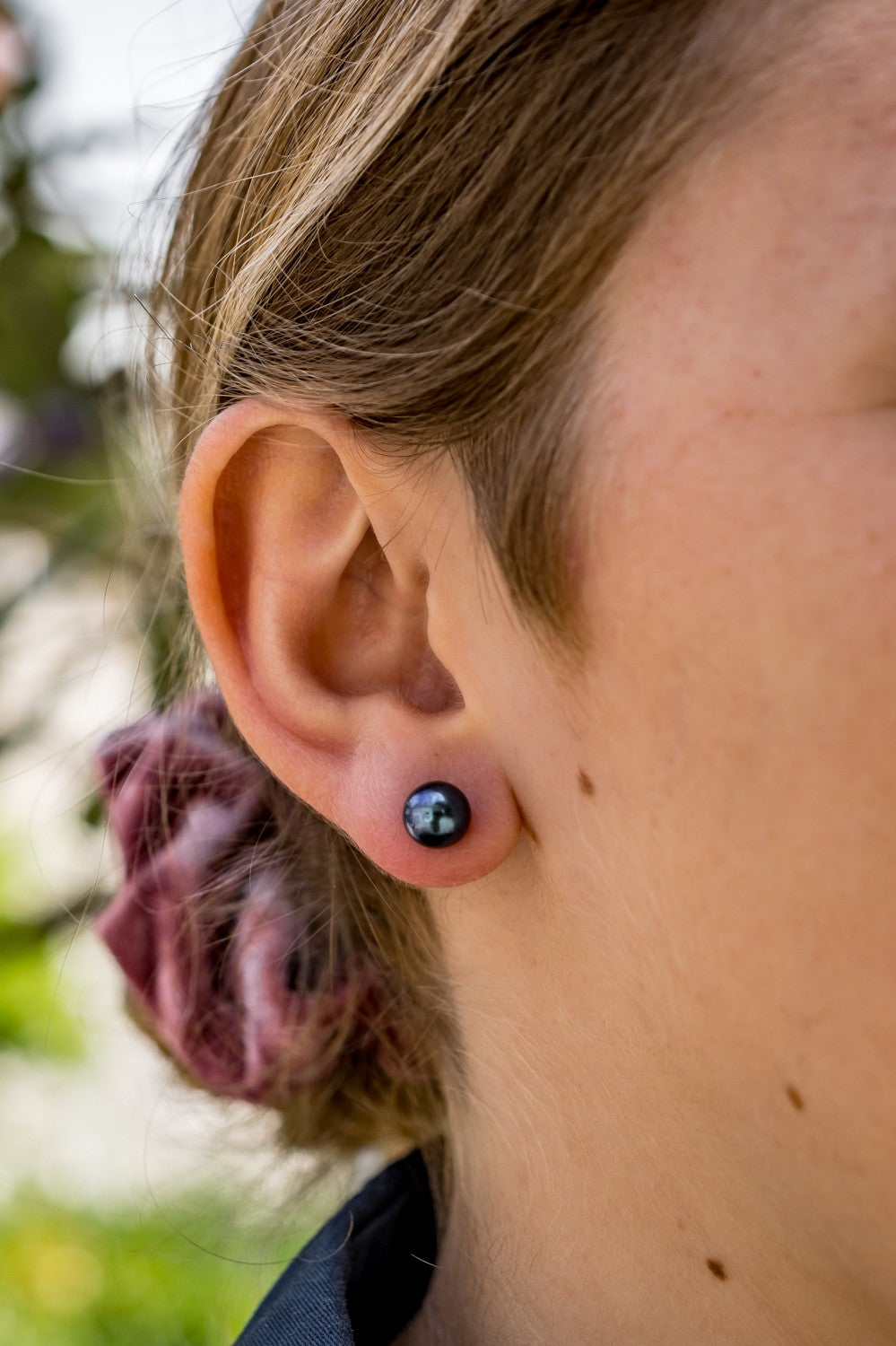 8mm Peacock Blue Freshwater Pearl Studs