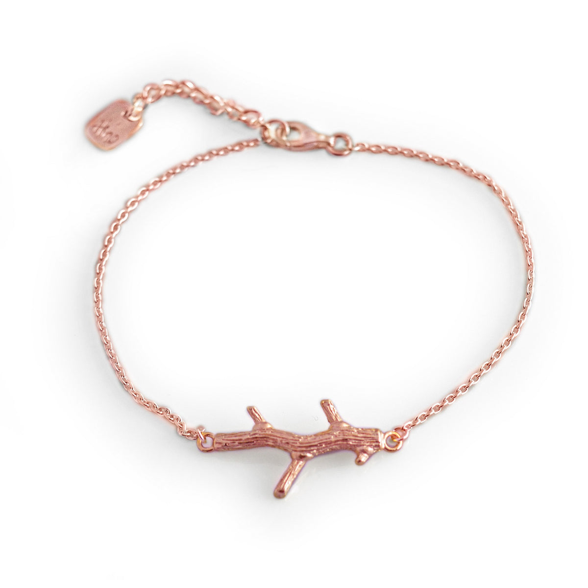 Exclusive Sterling Silver &amp; Complete 18ct Rose Gold Twig Bracelet
