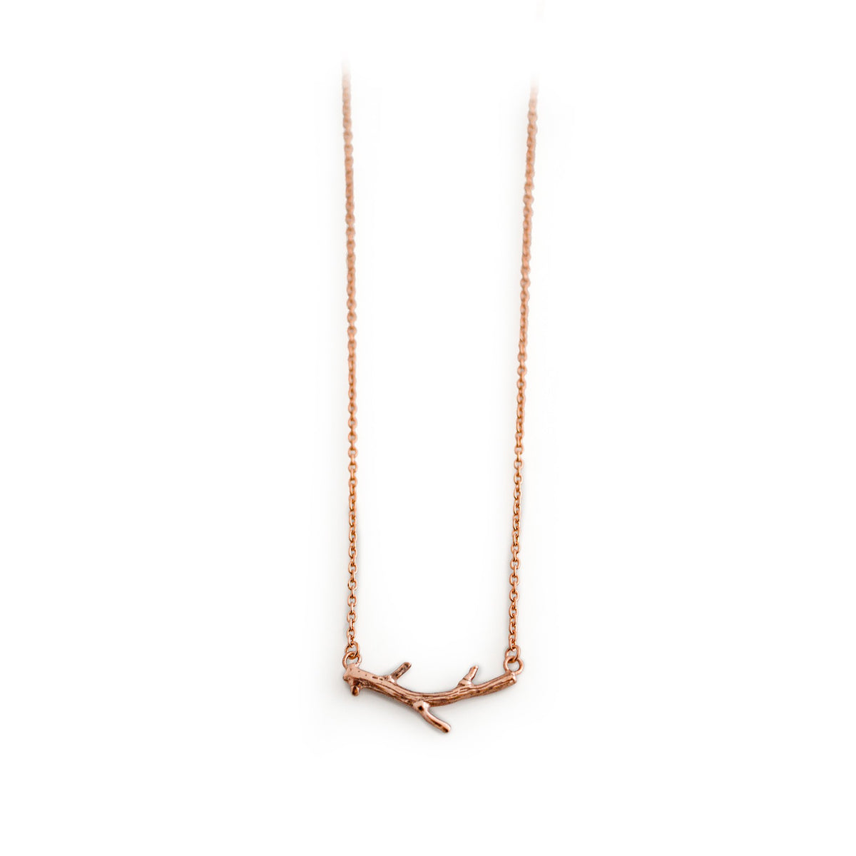 Exclusive Sterling Silver &amp; Complete 18ct Rose Gold Twig Necklace