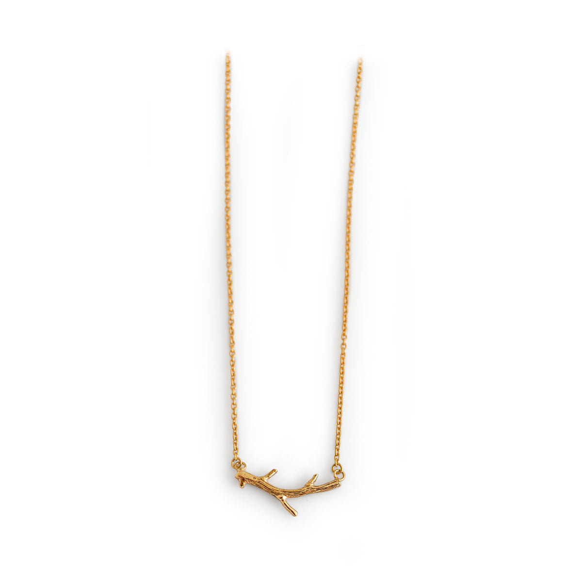 Exclusive Sterling Silver &amp; Complete 18ct Yellow Gold Twig Necklace