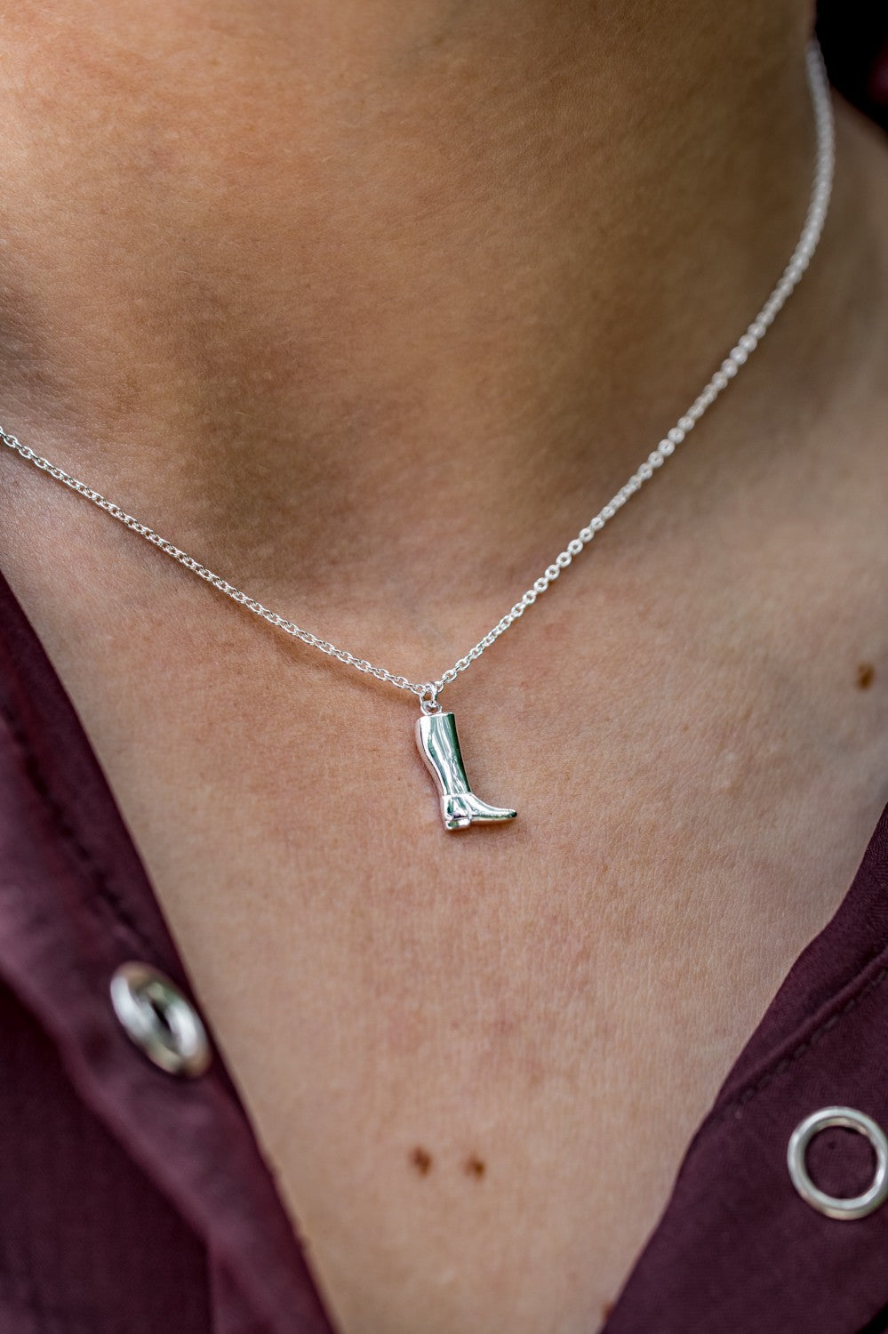 Exclusive Sterling Silver Thelwell Riding Boot Necklace