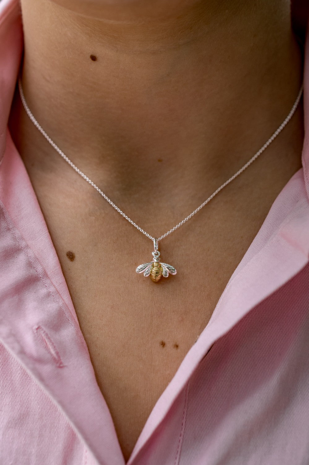 Sterling Silver & 18ct Gold Vermeil Bumblebee Necklace