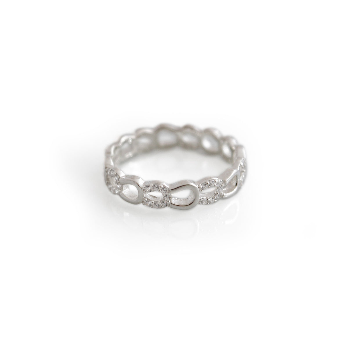 Sterling Silver &amp; CZ Horseshoes Ring