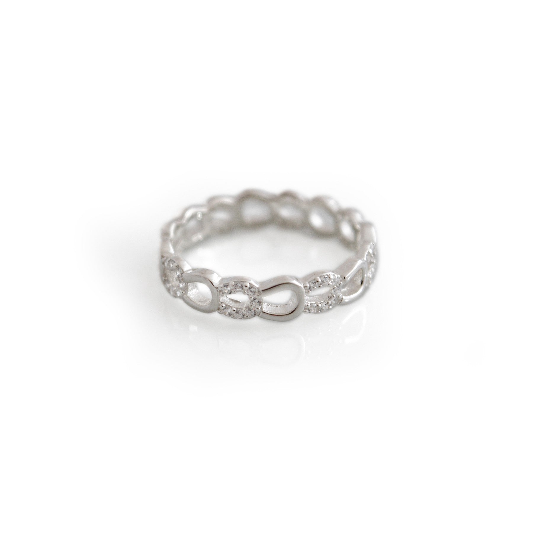 Sterling Silver & CZ Horseshoes Ring