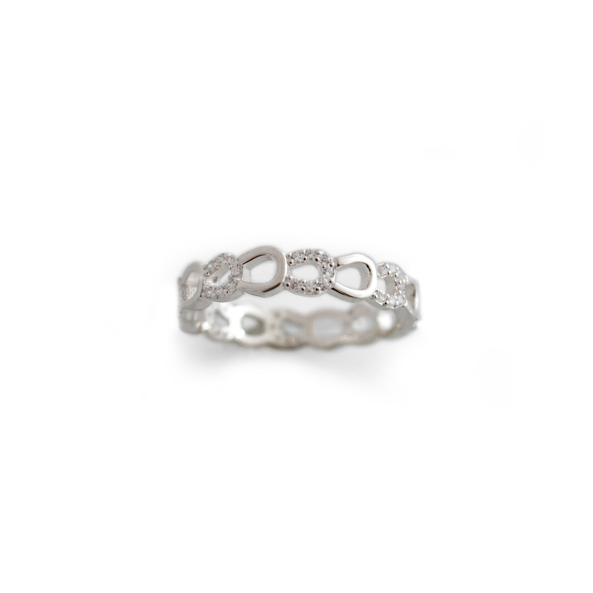 Sterling Silver & CZ Horseshoes Ring
