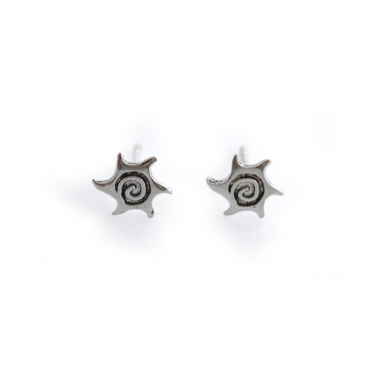 Sterling Silver Spiral Sun Stud Earrings