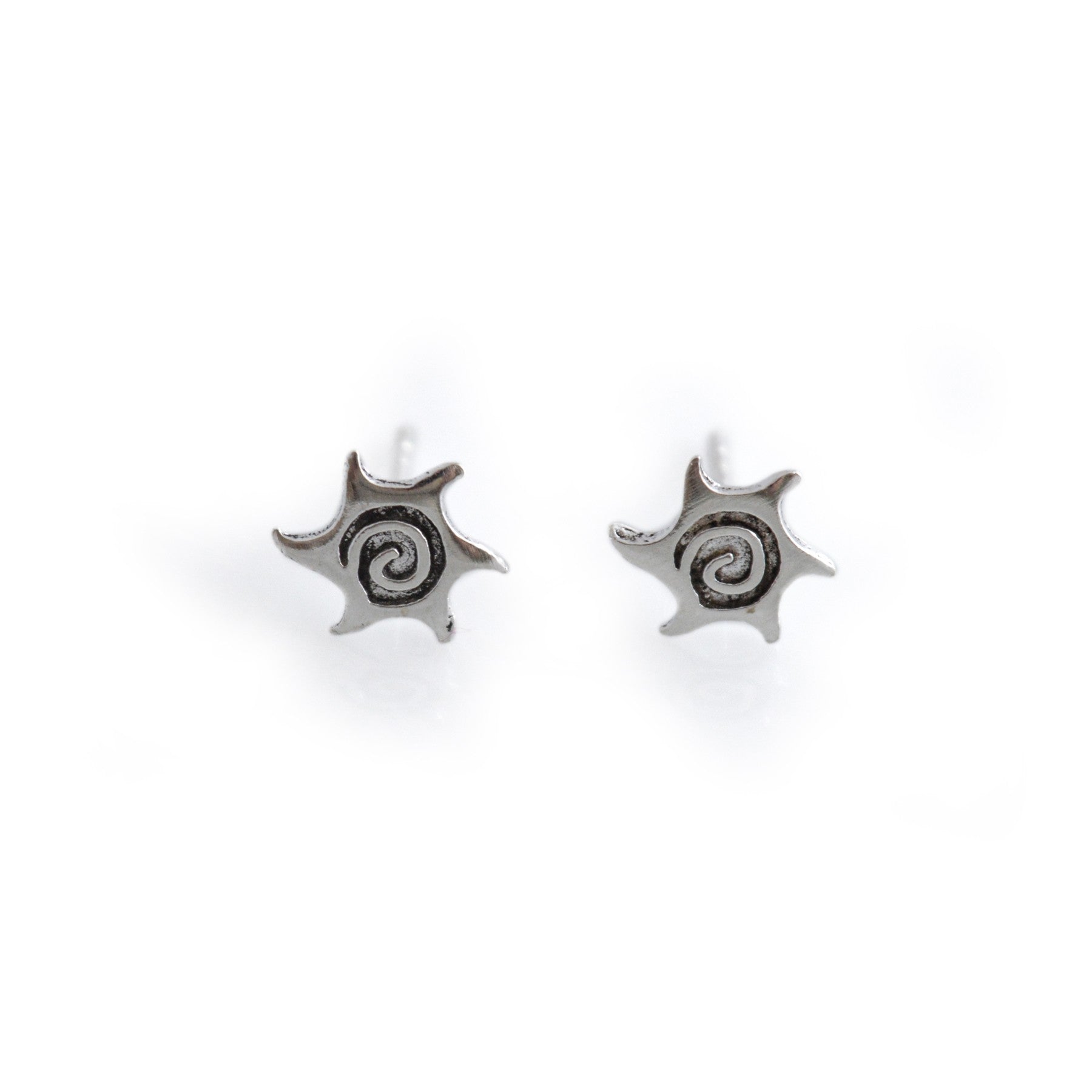 Sterling Silver Spiral Sun Stud Earrings