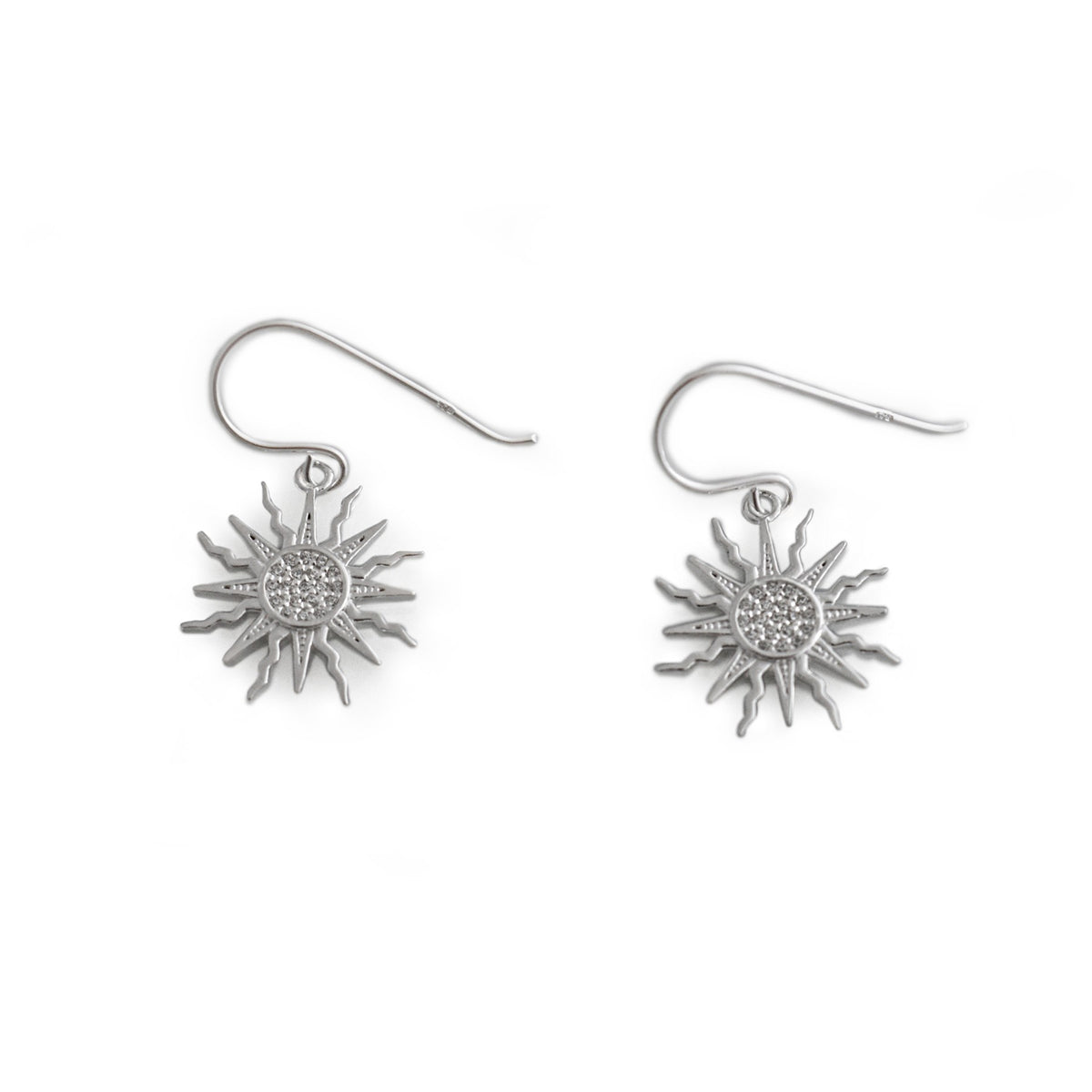 Sterling Silver &amp; CZ Sunshine Dangly Earrings