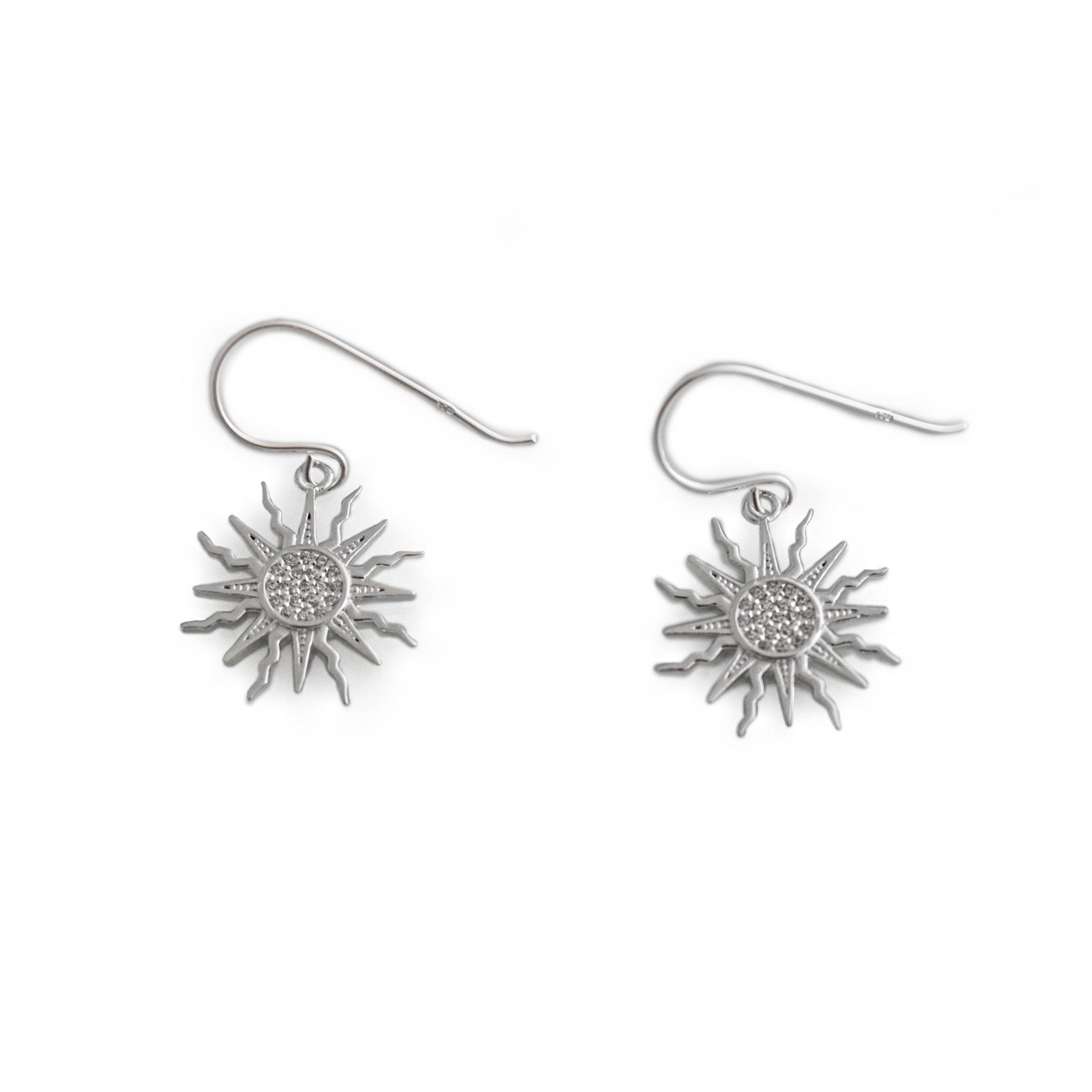 Sterling Silver & CZ Sunshine Dangly Earrings
