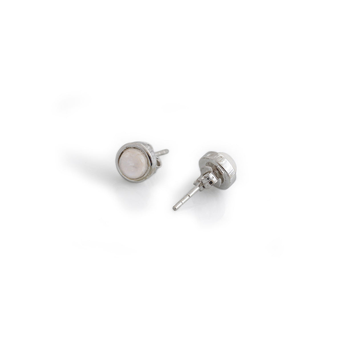 Sterling Silver Moonstone Stud Earrings