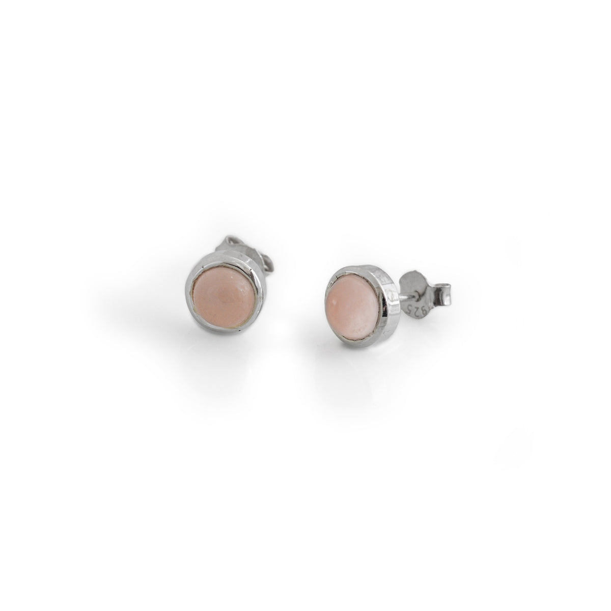 Sterling Silver & Rose Quartz Stud Earrings