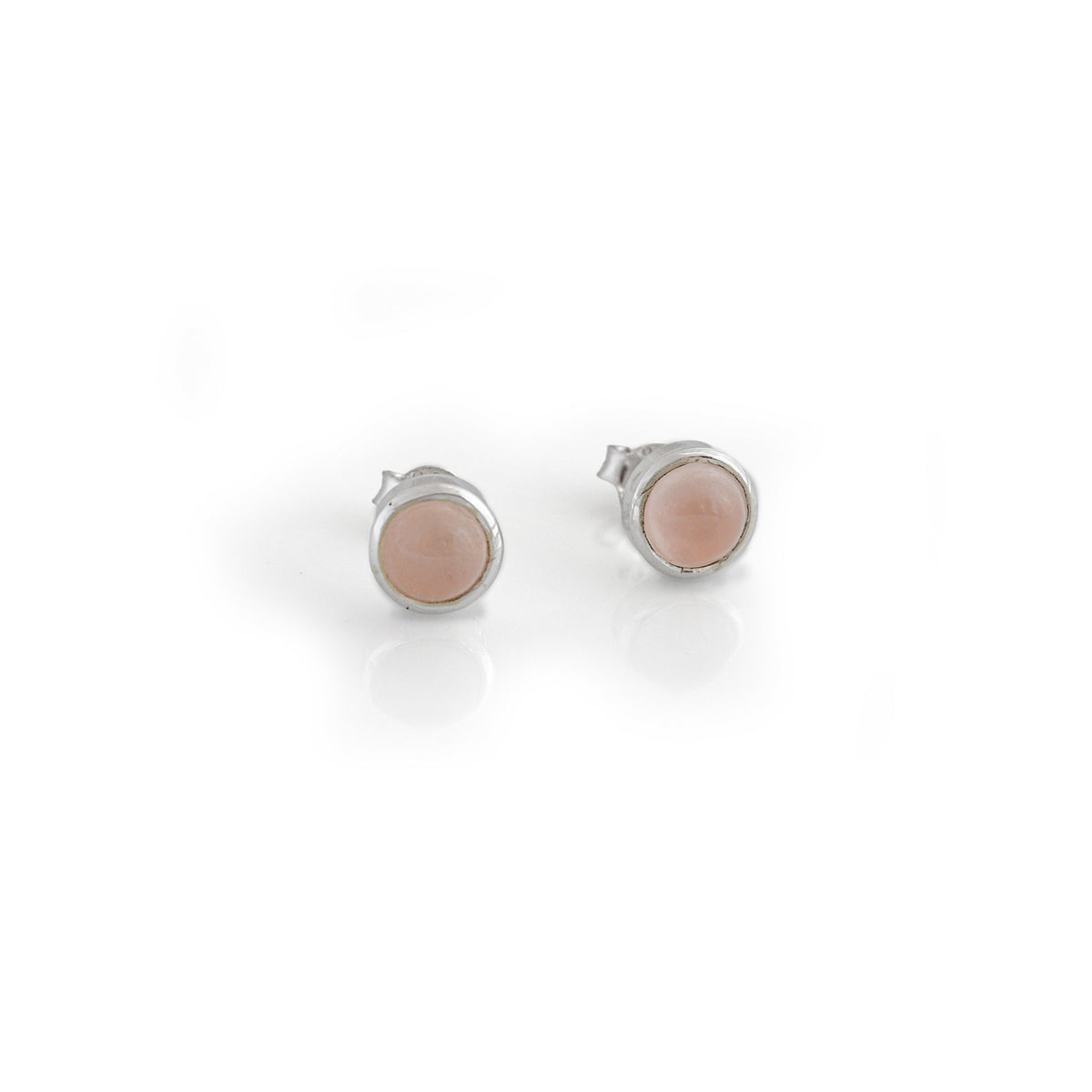 Sterling Silver &amp; Rose Quartz Stud Earrings