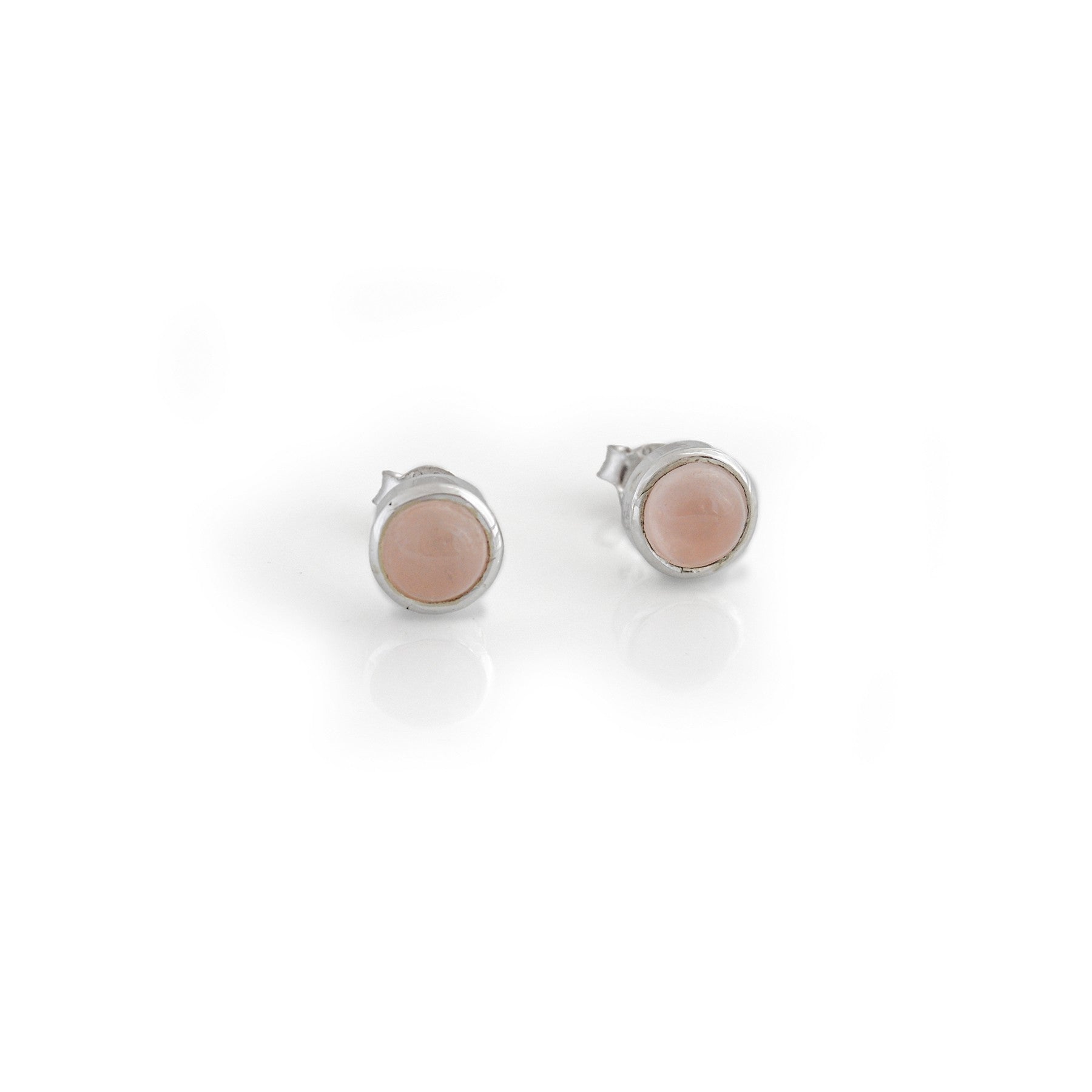 Sterling Silver & Rose Quartz Stud Earrings