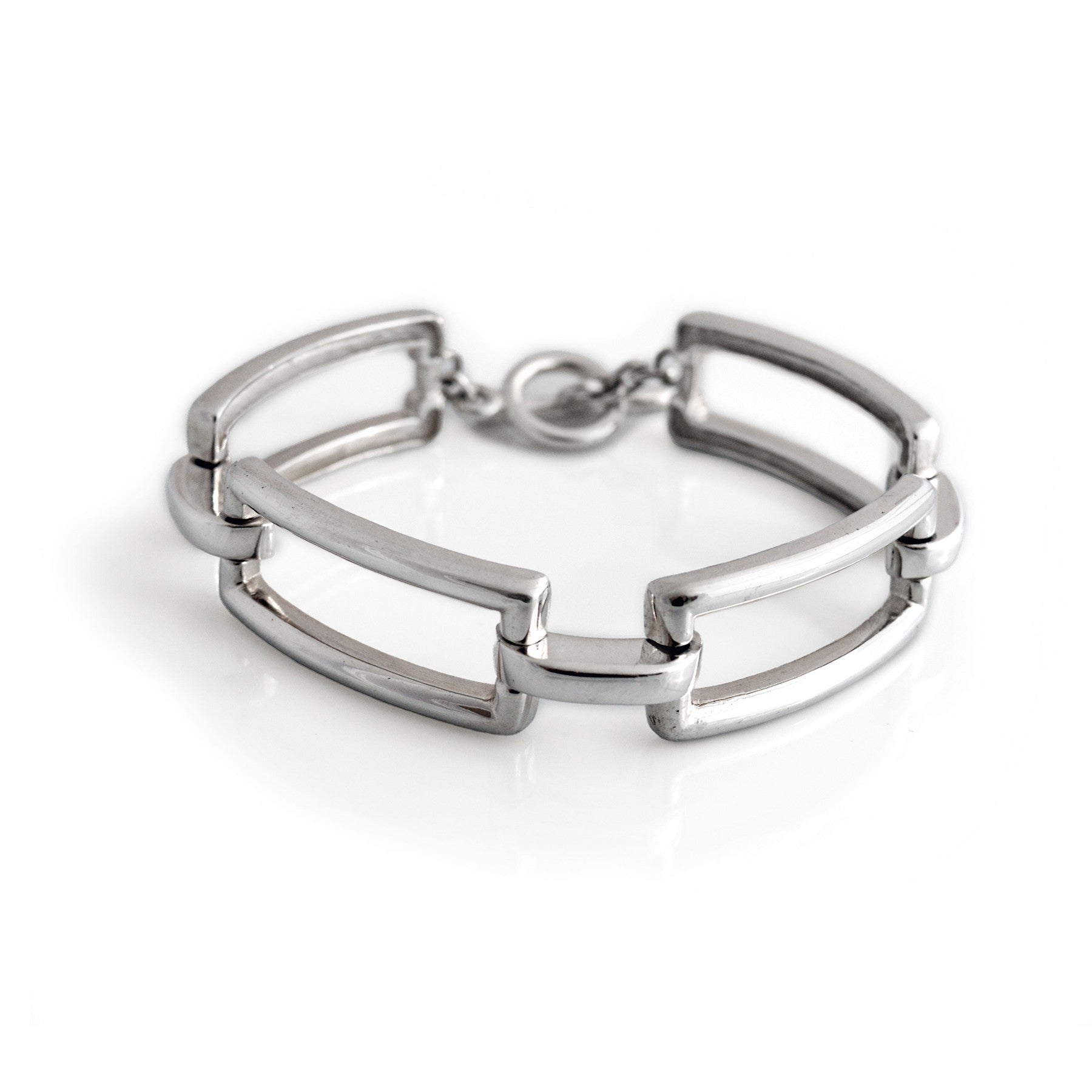Sterling Silver Rectangular T-Bar Bracelet