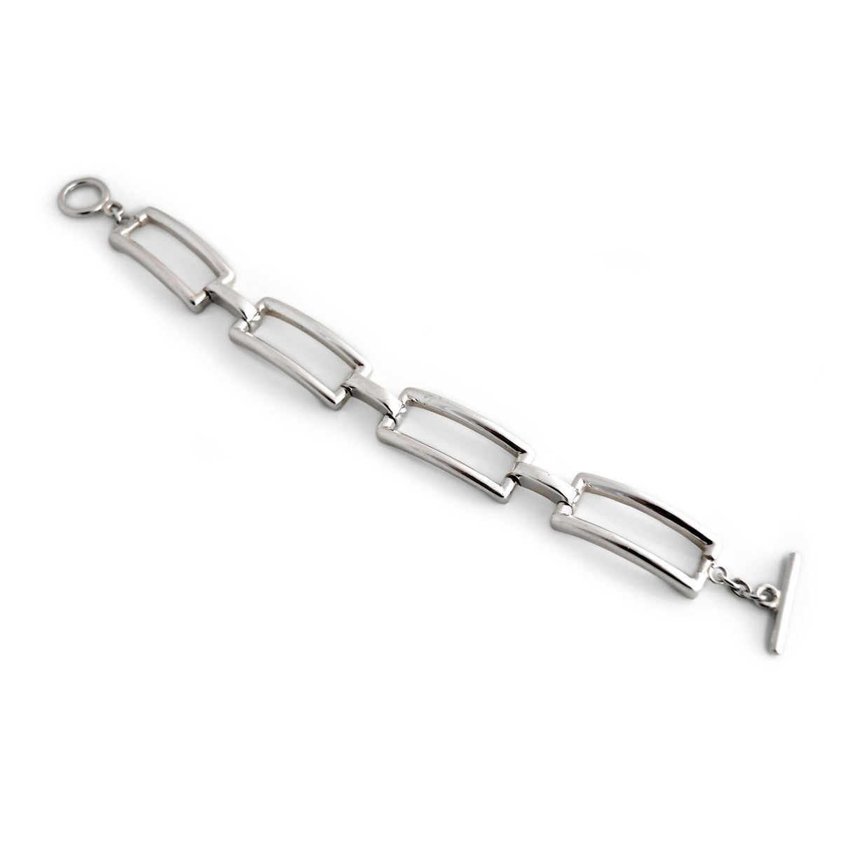 Sterling Silver Rectangular T-Bar Bracelet