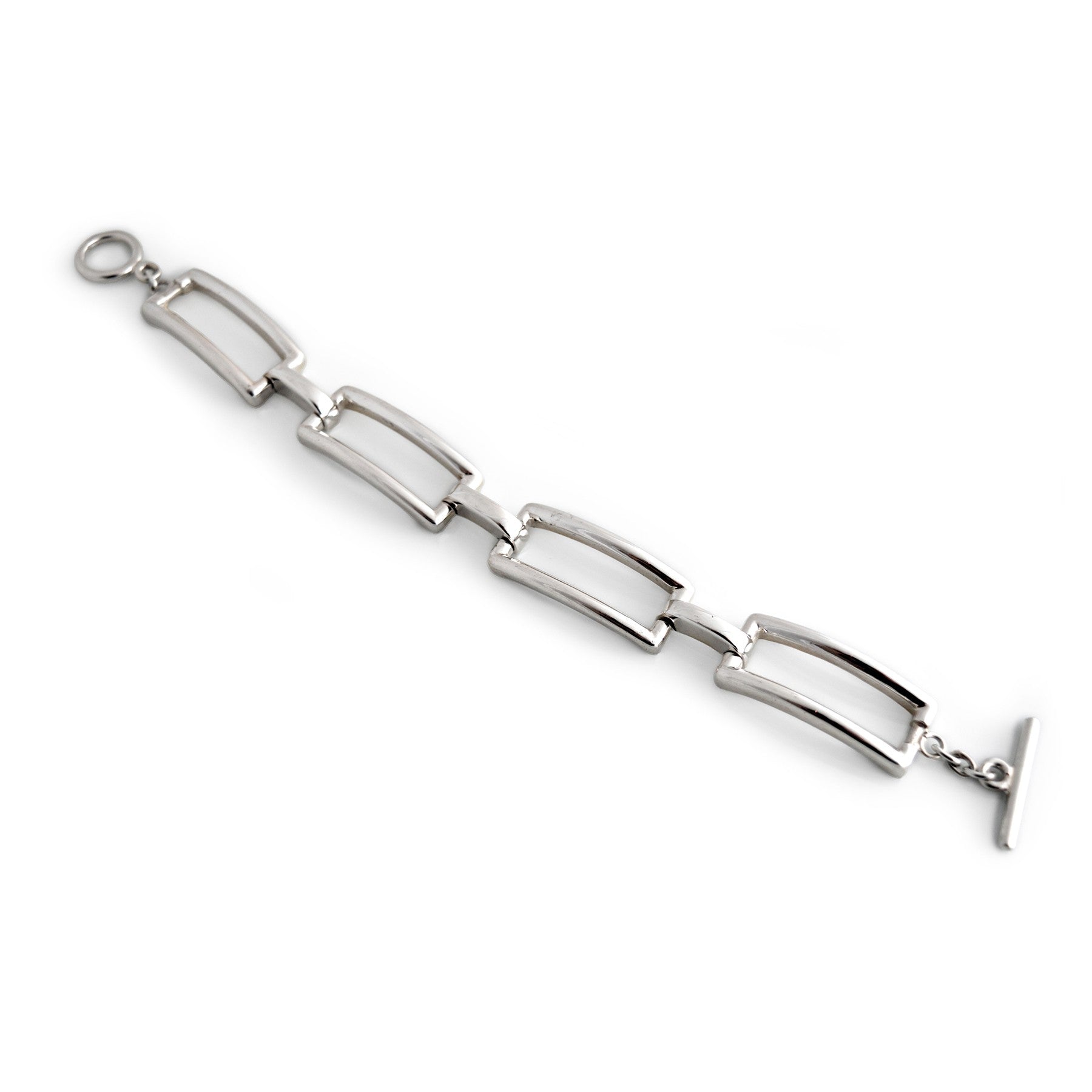 Sterling Silver Rectangular T-Bar Bracelet