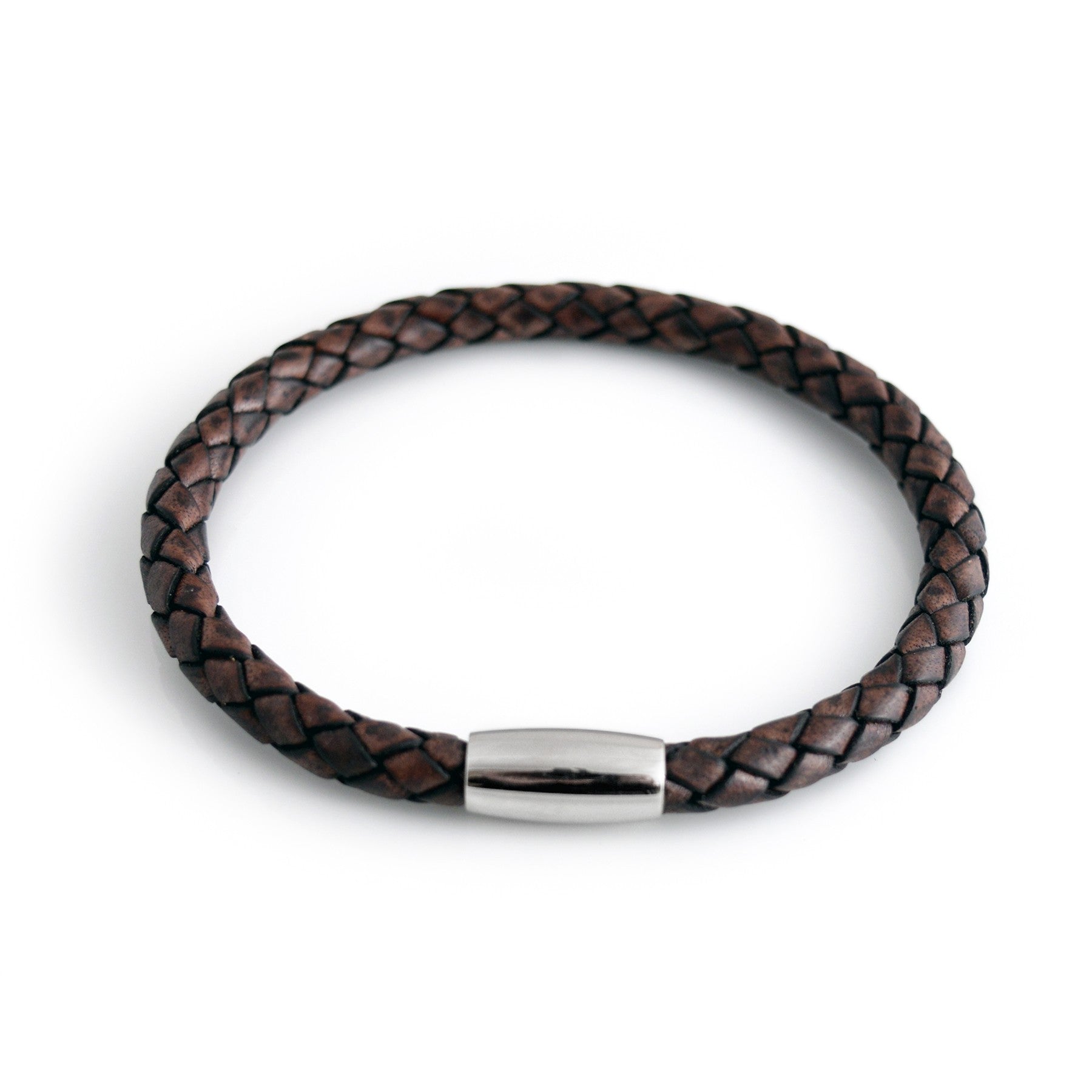 Brown Leather Bolo Bracelet With Stainless Steel Clasp