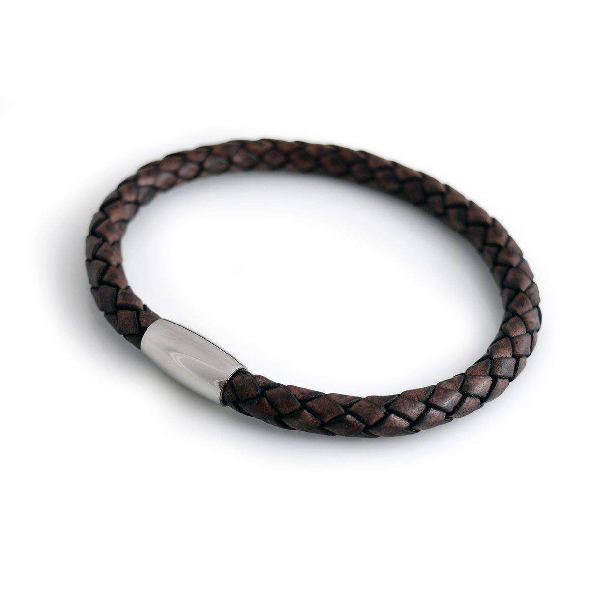 Brown Leather Bolo Bracelet With Stainless Steel Clasp