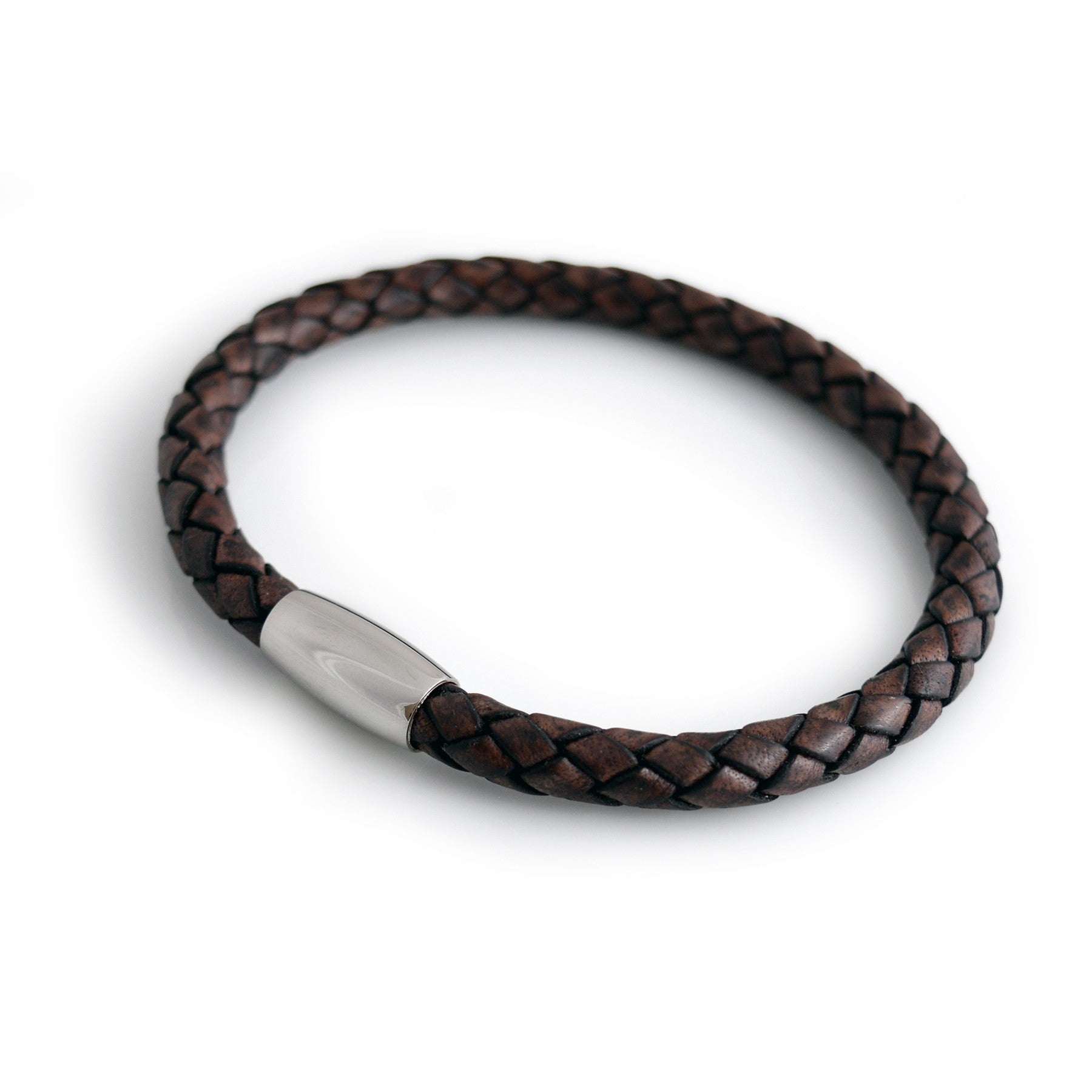 Brown Leather Bolo Bracelet With Stainless Steel Clasp
