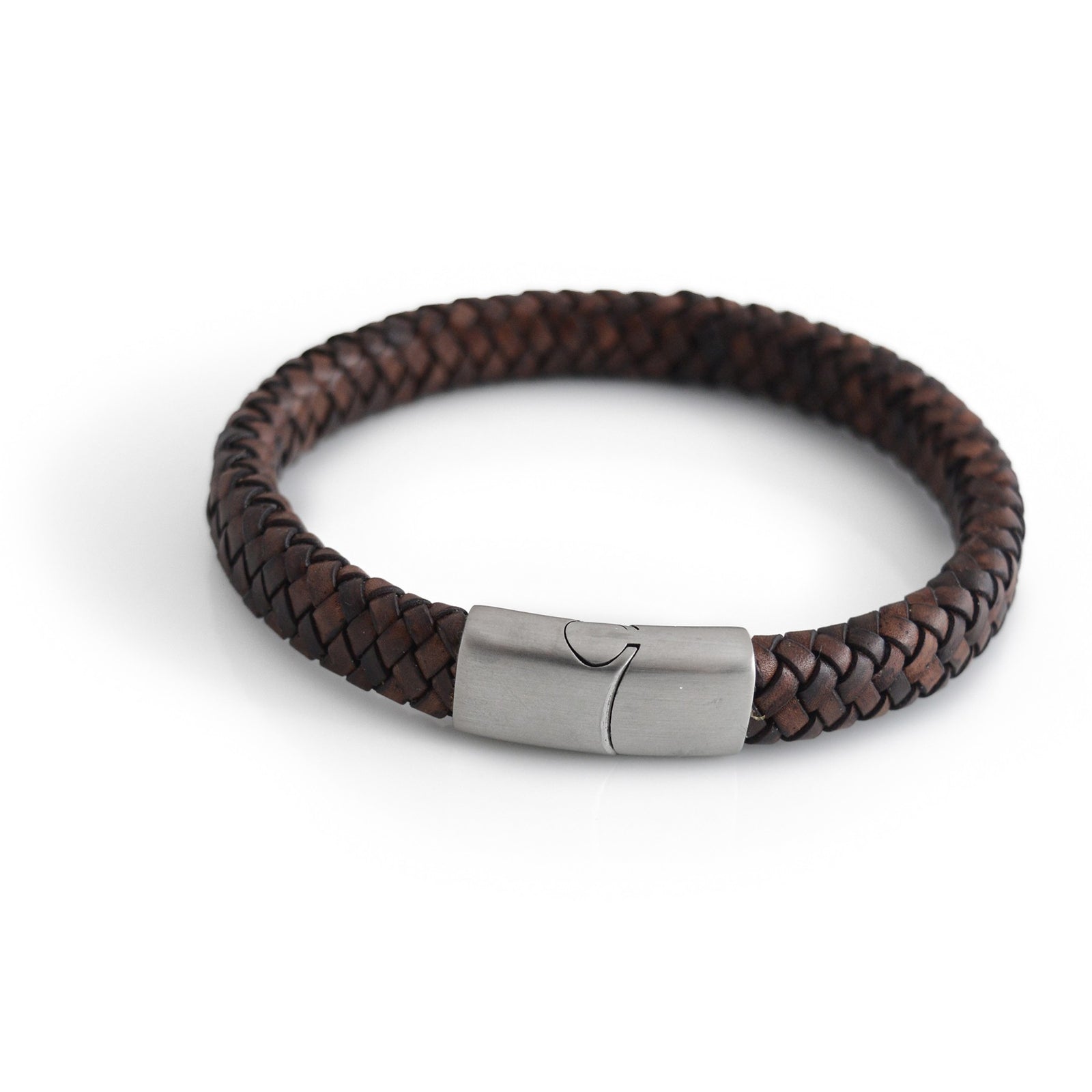 Oval Leather Bolo Bracelet With Matt Polished Stainless Steel Clasp