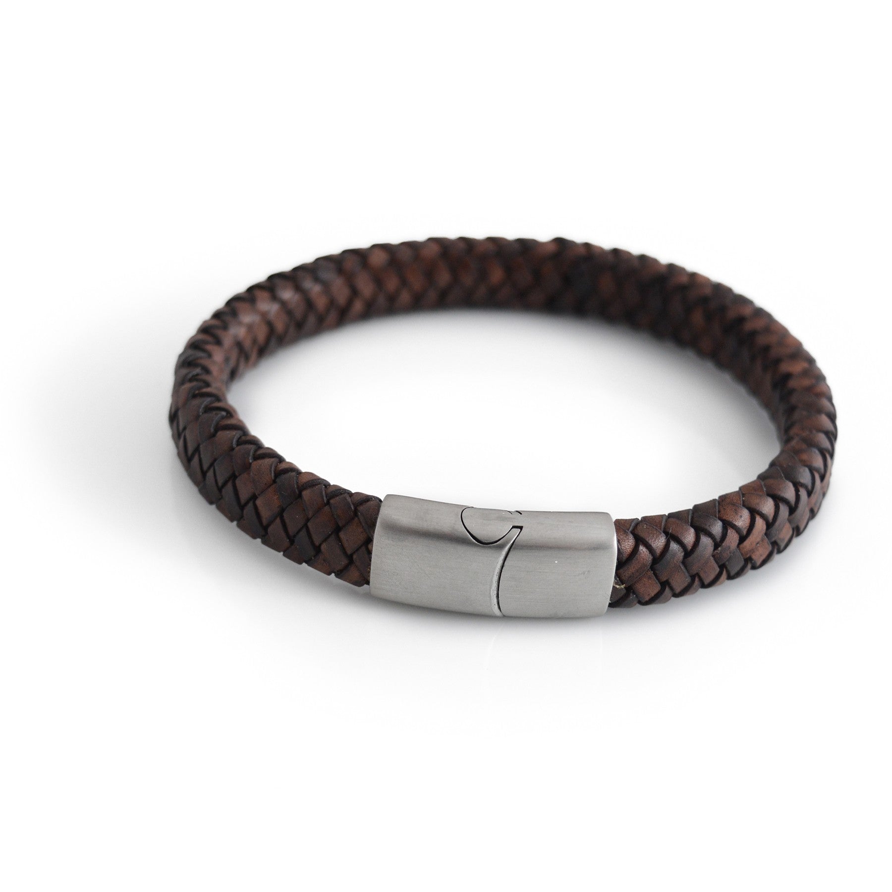 Oval Leather Bolo Bracelet With Matt Polished Stainless Steel Clasp
