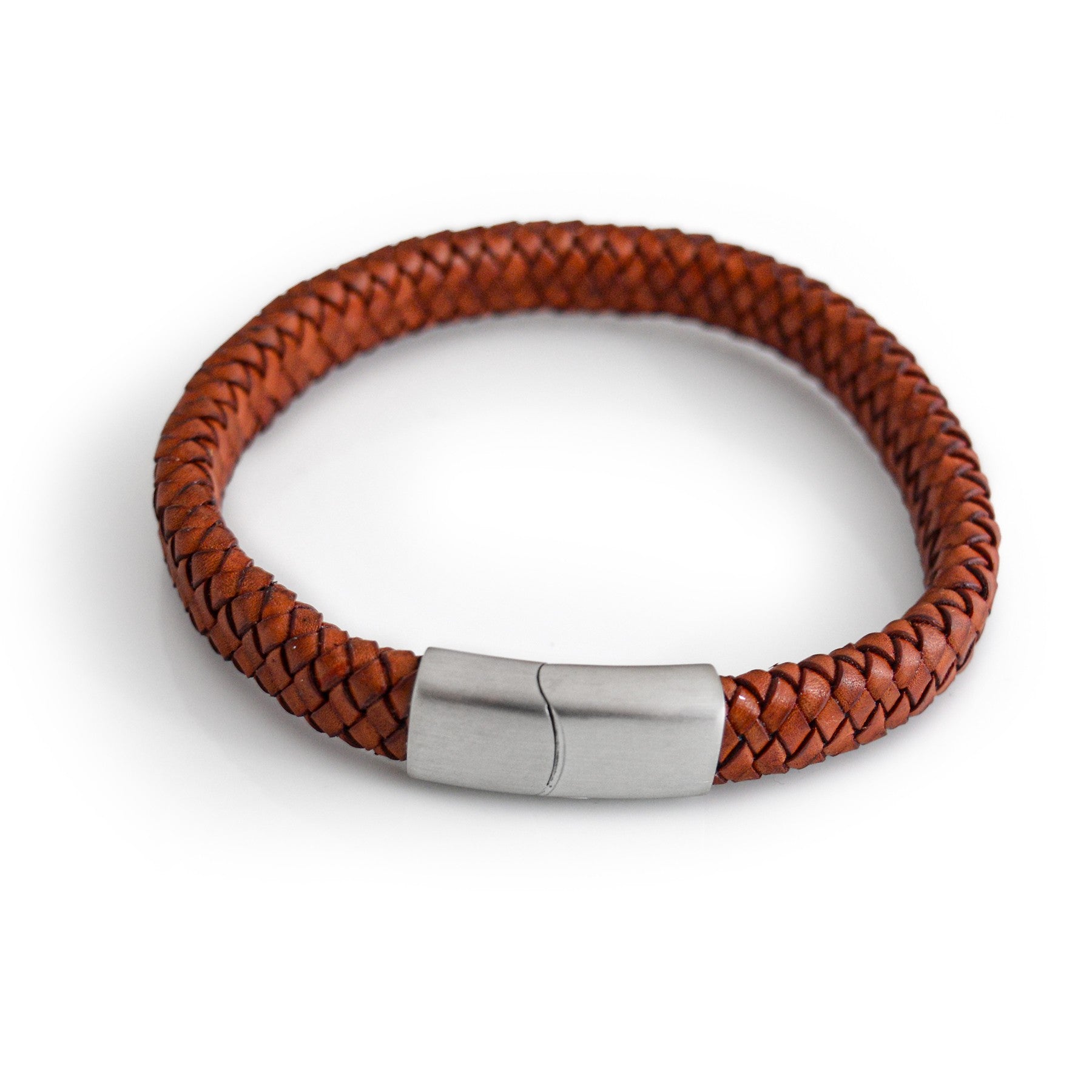 Oval Leather Bolo Bracelet With Matt Polished Stainless Steel Clasp