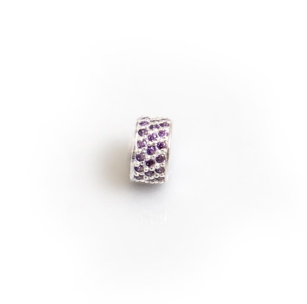 Exclusive Sterling Silver &amp; Amethyst CZ Starlight Roller Bead