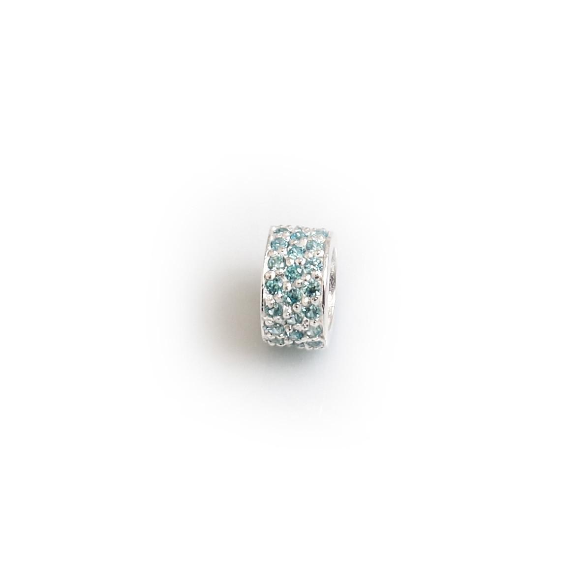 Exclusive Sterling Silver &amp; Turquoise CZ Starlight Roller Bead