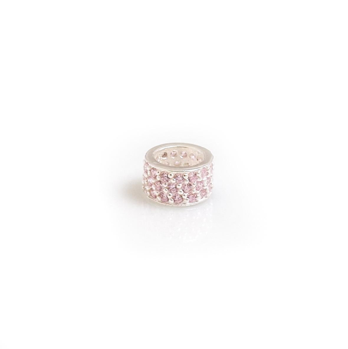 Exclusive Sterling Silver & Pink CZ Starlight Roller Charm Bead