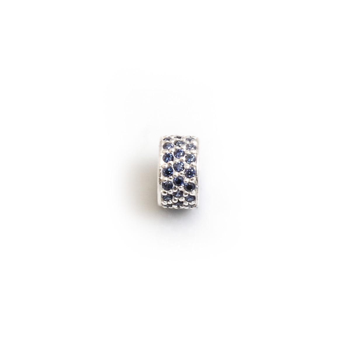 Exclusive Sterling Silver & Tanzanite CZ Starlight Roller Charm Bead