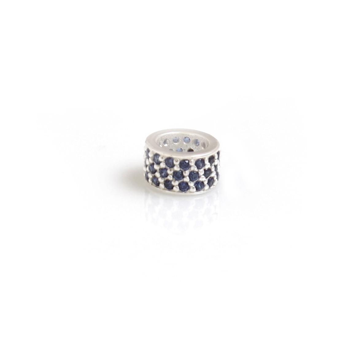 Exclusive Sterling Silver & Tanzanite CZ Starlight Roller Charm Bead