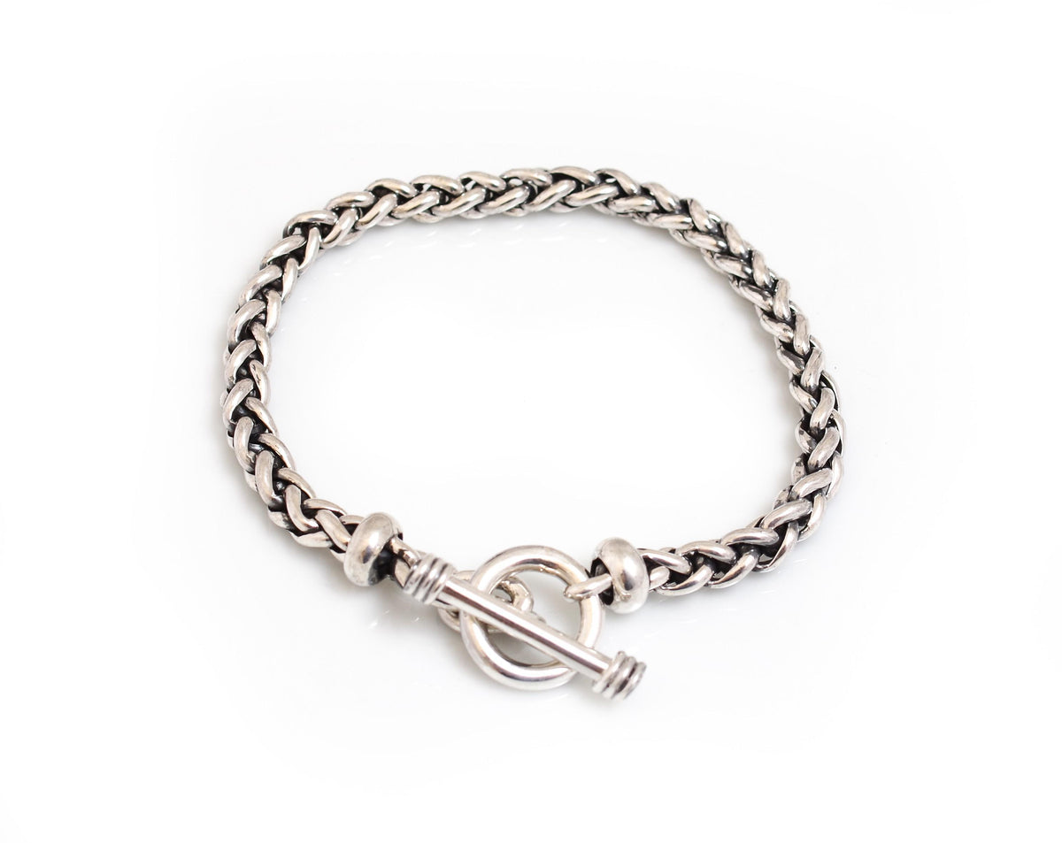 Sterling Silver Plaited Linked Bracelet