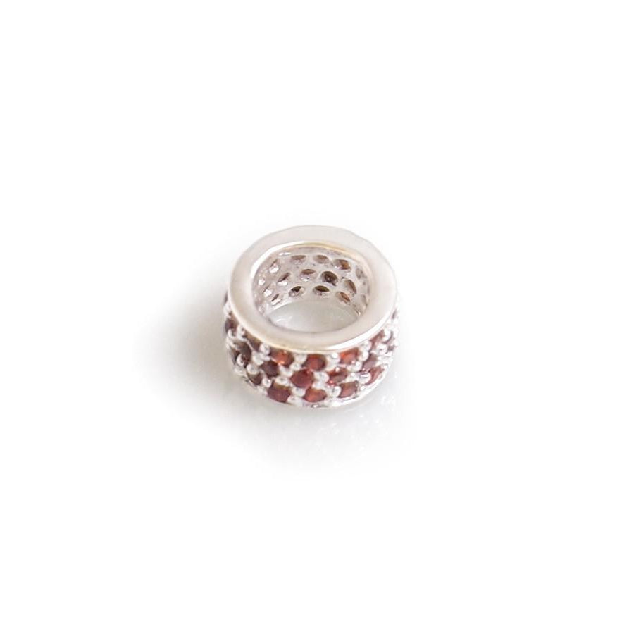 Exclusive Sterling Silver & Red CZ Starlight Roller Charm Bead