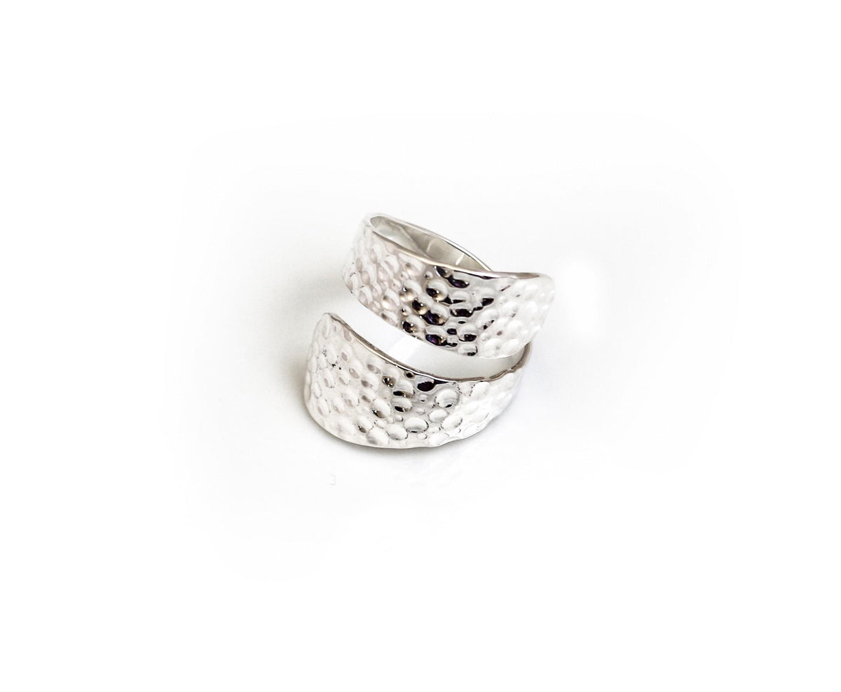 Sterling Silver Hammered Wrap Adjustable Ring