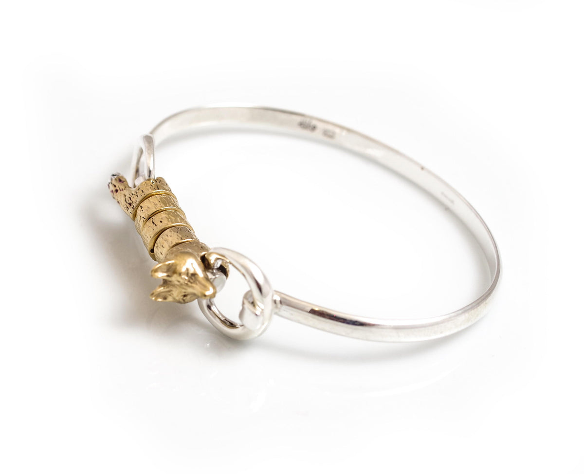Sterling Silver And 18ct Yellow Gold Vermeil Foxy Roller Bangle