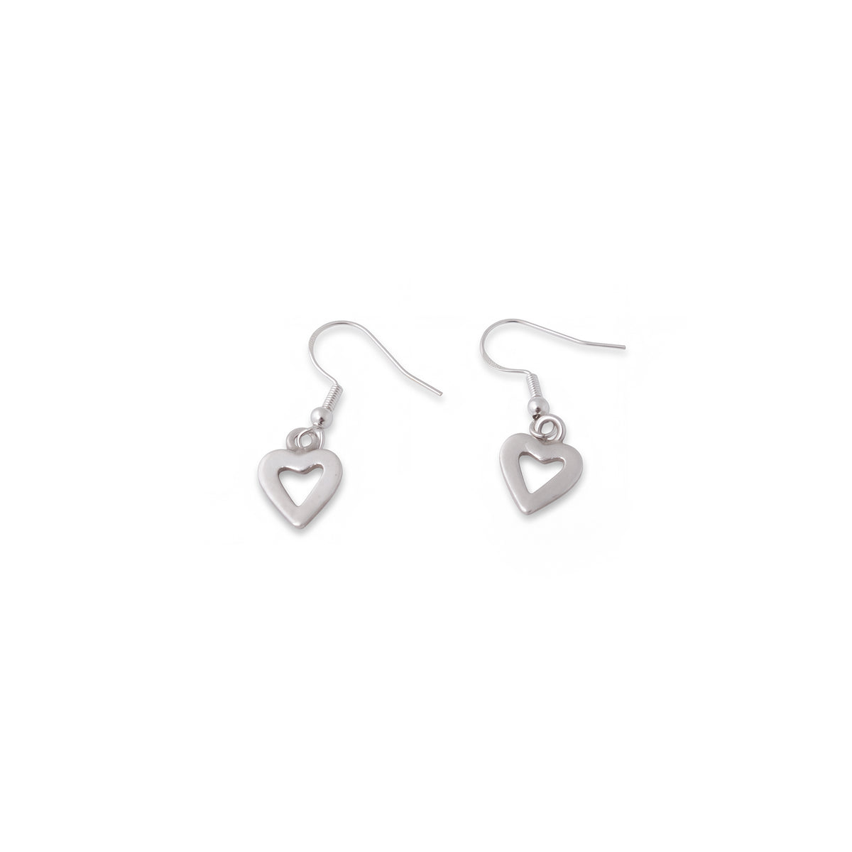 Sterling Silver Dangly Open Heart Earrings