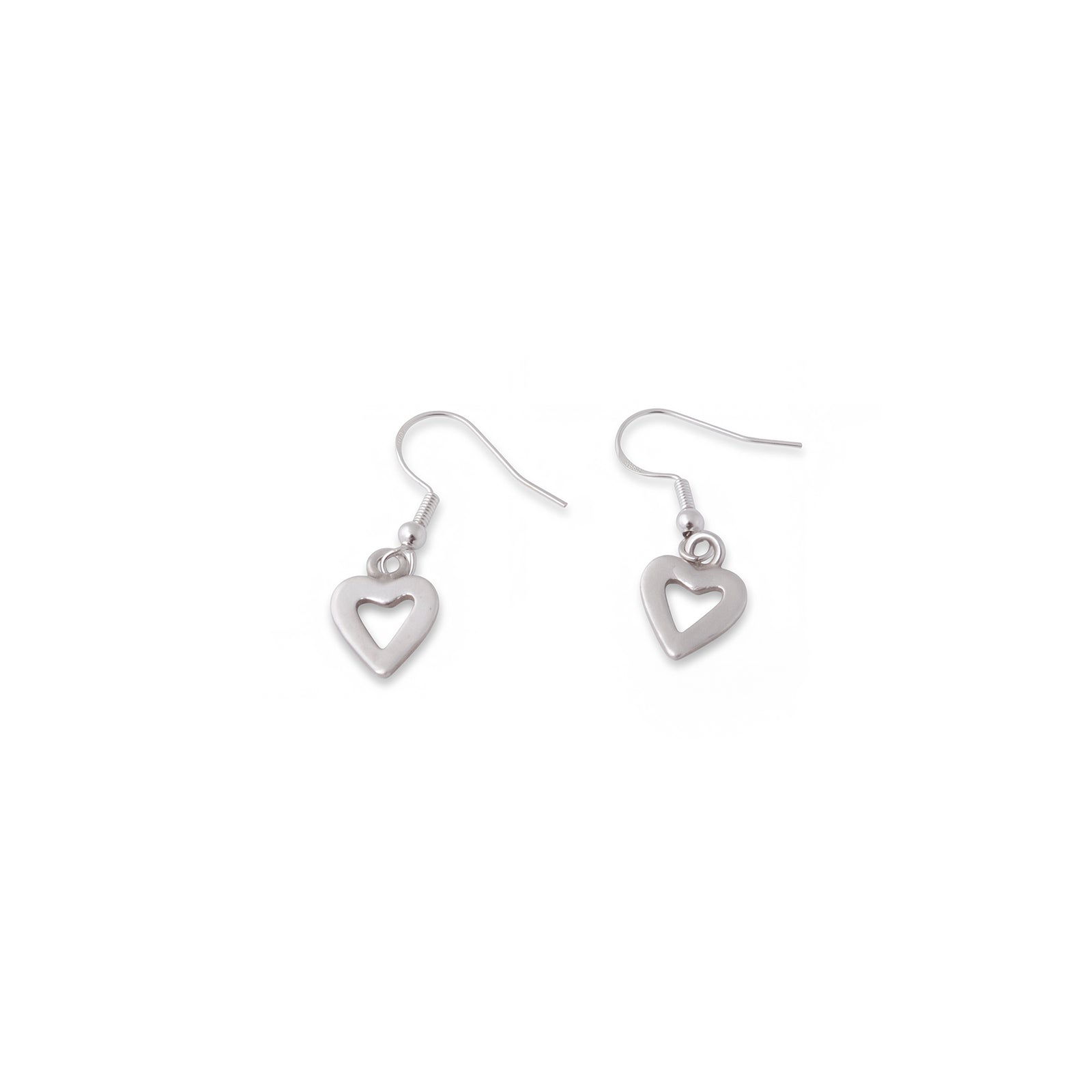 Sterling Silver Dangly Open Heart Earrings