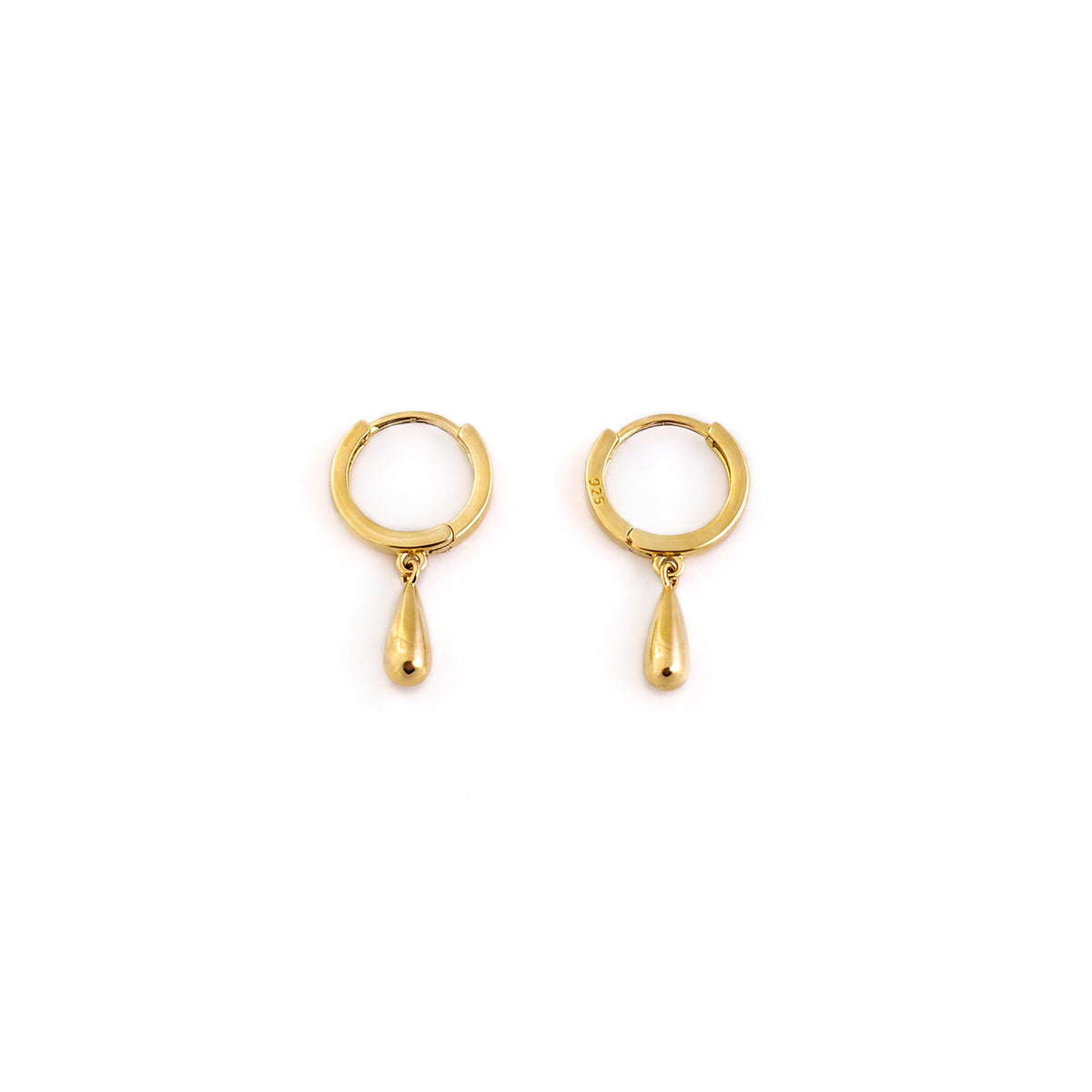 Sterling Silver & 18ct Gold Plated Teardrop Huggie Hoop Earrings