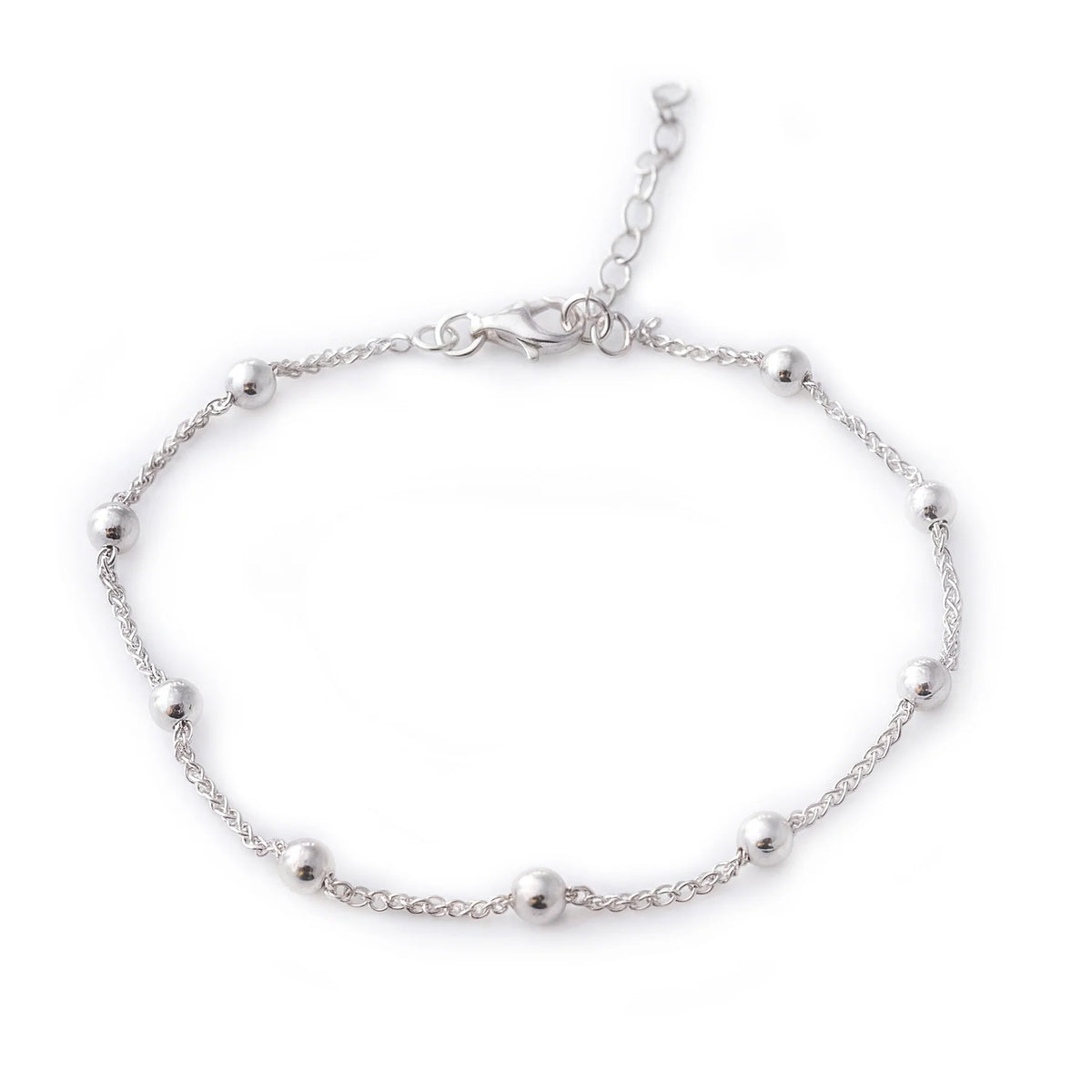 Sterling Silver Beaded Chain Bracelet