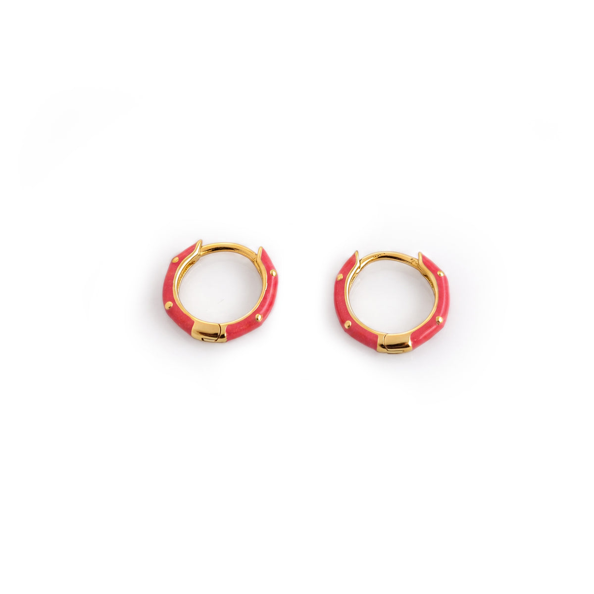 Sterling Silver &amp; 18ct Gold Plated Cerise Huggie Hoop Earrings